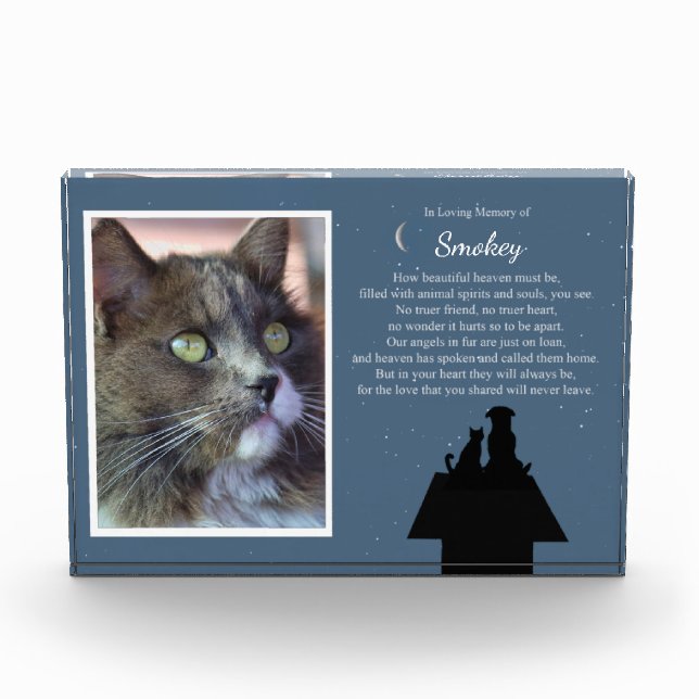 Pet Cat or Dog Memorial Custom Photo Name Poem (Front)