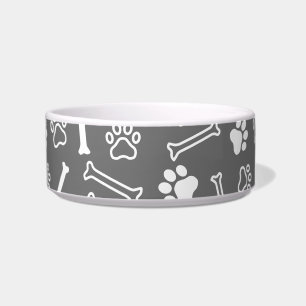 Pet - Cat or Dog Paw Footprint and Bone Pattern  Bowl
