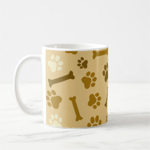 Pet - Cat or Dog Paw Footprint and Bone Pattern Coffee Mug