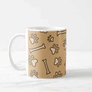 Pet - Cat or Dog Paw Footprint and Bone Pattern Coffee Mug