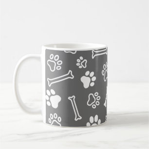 Pet - Cat or Dog Paw Footprint and Bone Pattern Coffee Mug
