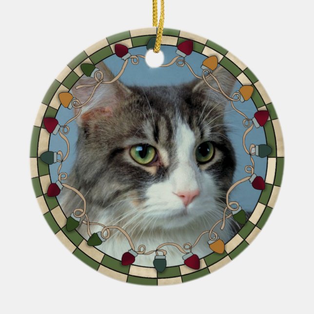 Pet Cat Photo Christmas Ornament (Front)