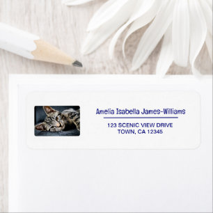 Pet Cat Photo Elegant Modern Return Address Label