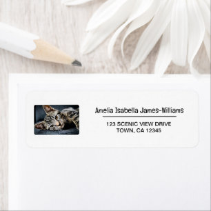 Pet Cat Photo Elegant Modern Return Address Label