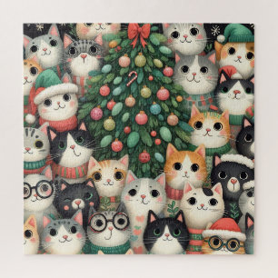 Pet cats and Christmas Tree Jigsaw Puzzle