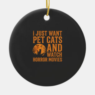 Pet Cats Horror Movies Halloween Design_1 Ceramic Tree Decoration