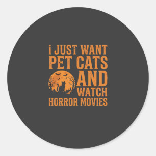Pet Cats Horror Movies Halloween Design_1 Classic Round Sticker