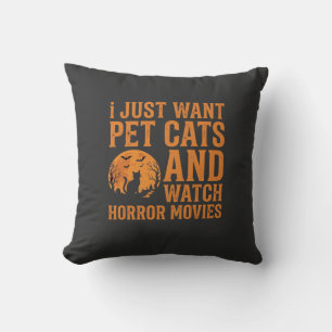 Pet Cats Horror Movies Halloween Design_1 Cushion