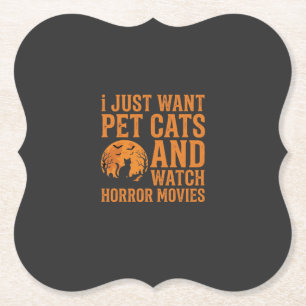 Pet Cats Horror Movies Halloween Design_1 Paper Coaster