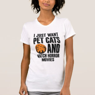 Pet Cats Horror Movies Vintage Halloween Shirt Des
