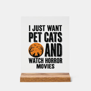 Pet Cats Horror Movies Vintage Halloween Shirt Des Acrylic Sign