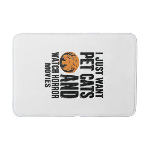 Pet Cats Horror Movies Vintage Halloween Shirt Des Bath Mat
