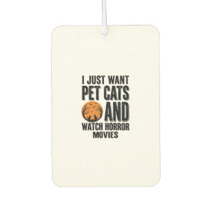 Pet Cats Horror Movies Vintage Halloween Shirt Des Car Air Freshener