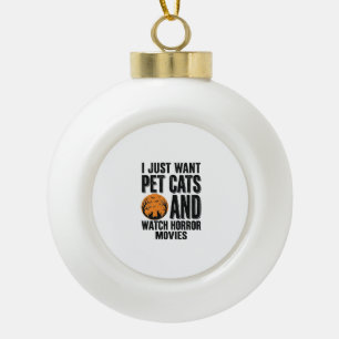 Pet Cats Horror Movies Vintage Halloween Shirt Des Ceramic Ball Christmas Ornament