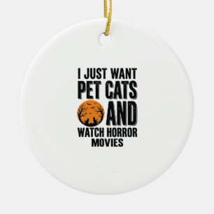 Pet Cats Horror Movies Vintage Halloween Shirt Des Ceramic Tree Decoration