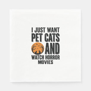 Pet Cats Horror Movies Vintage Halloween Shirt Des Napkin