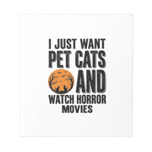 Pet Cats Horror Movies Vintage Halloween Shirt Des Notepad