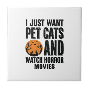 Pet Cats Horror Movies Vintage Halloween Shirt Des Tile