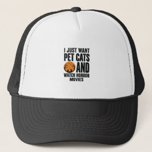 Pet Cats Horror Movies Vintage Halloween Shirt Des Trucker Hat