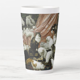 Pet Cats Kittens Vintage Animal Art Monogrammed Latte Mug