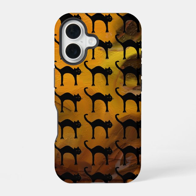pet cats pattern iPhone 16 case (Back)