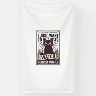 Pet Cats Watch Horror Movies Vintage Cat Design_1 Banner