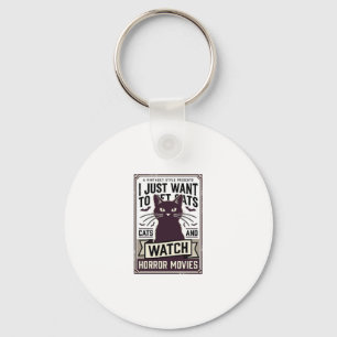 Pet Cats Watch Horror Movies Vintage Cat Design_1 Key Ring