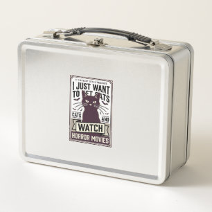 Pet Cats Watch Horror Movies Vintage Cat Design_1 Metal Lunch Box