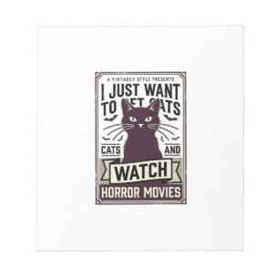 Pet Cats Watch Horror Movies Vintage Cat Design_1 Notepad