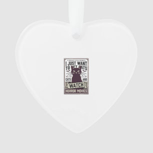 Pet Cats Watch Horror Movies Vintage Cat Design_1 Ornament