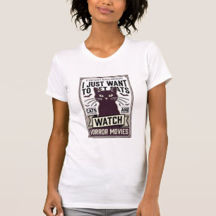 Pet Cats Watch Horror Movies Vintage Cat Design_1 T-Shirt