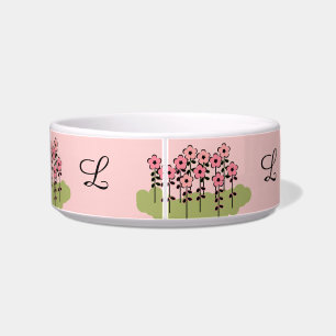 PET CHIC_BOWL_GIRLY PINK/GREEN FLORAL/PINK BOWL