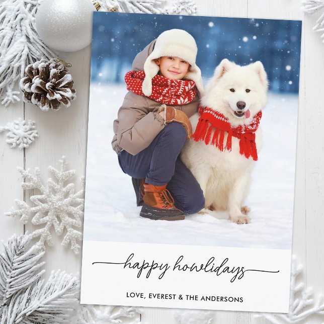Pet Christmas Happy Howlidays Modern Dog Photo Holiday Card (Creator Uploaded)