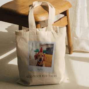 Pet Christmas Holiday Dog Photo Personalized Tote Bag