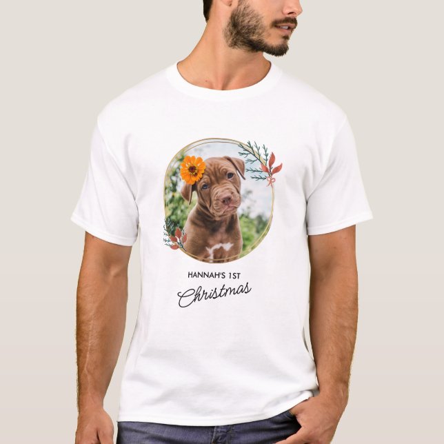 Pet Christmas Personalised Dog Photo T-Shirt (Front)