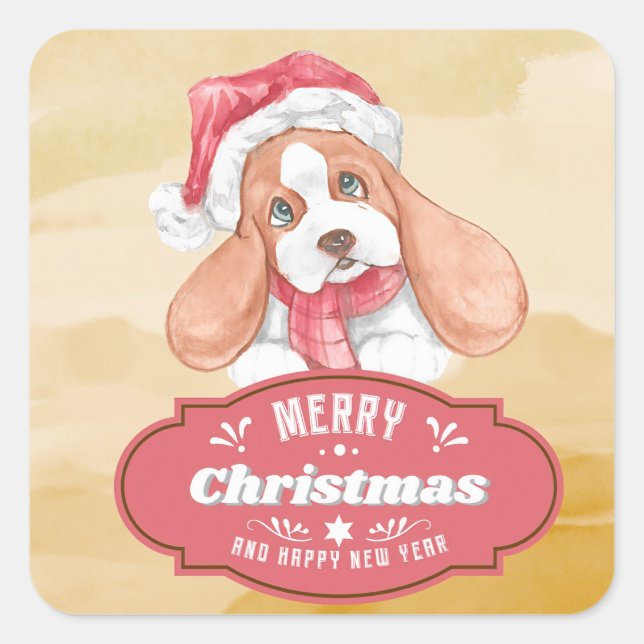 Pet christmas  square sticker (Front)