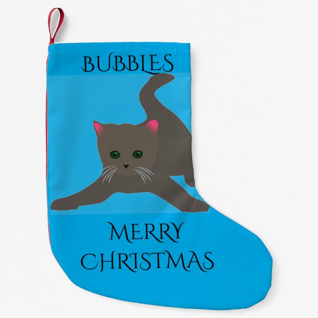 Pet christmas stocking with personalised name. CAT (Front)