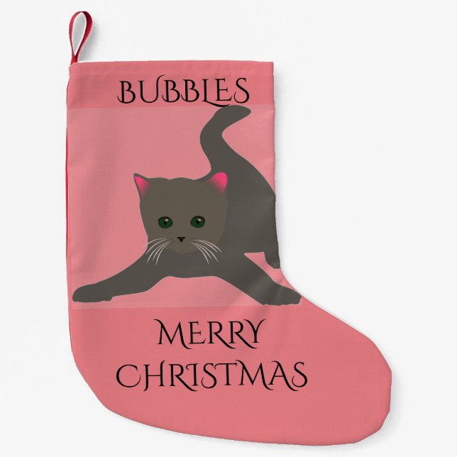 Pet christmas stocking with personalised name. CAT (Front)