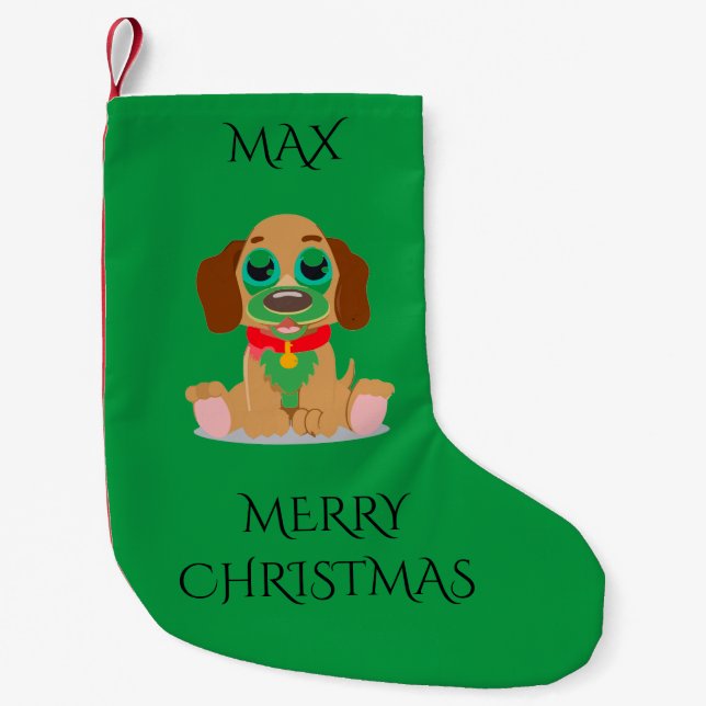 Pet christmas stocking with personalised name. DOG (Front)