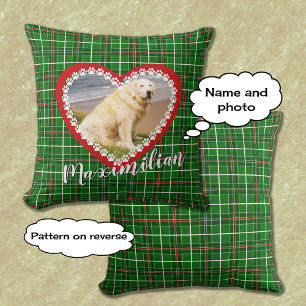 Pet christmas your photo red green cushion
