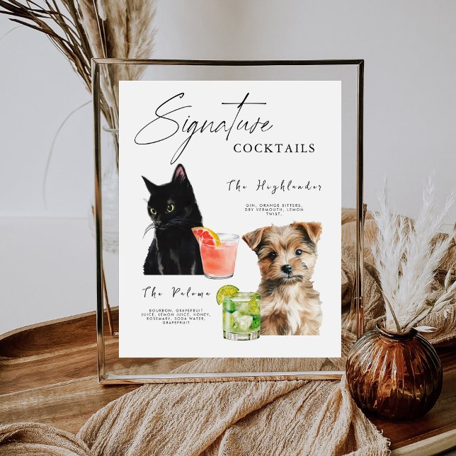 Pet Cocktail Cat and Dog Drinks Menu Wedding Sign (Creator Uploaded)