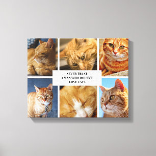 Pet Collage Photo Modern Cat Quote Canvas Print