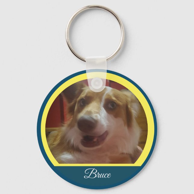 Pet Custom Photo and Name Keychain (Front)