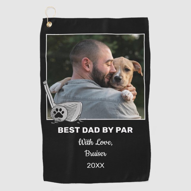 Pet Custom Photo Best Dad By Par Golf Towel (Front)