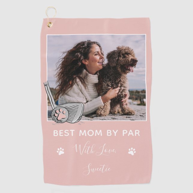 Pet Custom Photo Best Mum By Par Golf Towel (Front)