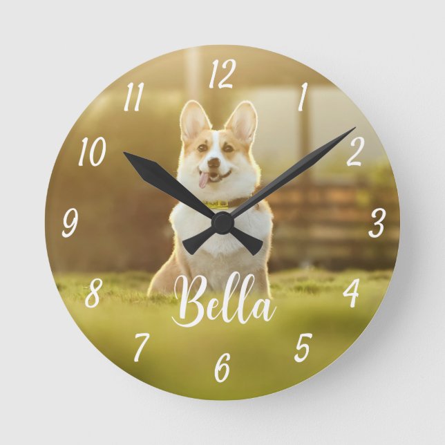 Pet Custom Photo Personalised  Round Clock (Front)
