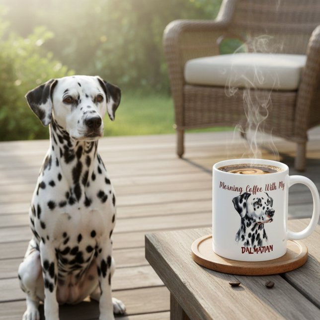 Pet Dalmatian Black on White Personalise Coffee Mug (Creator Uploaded)