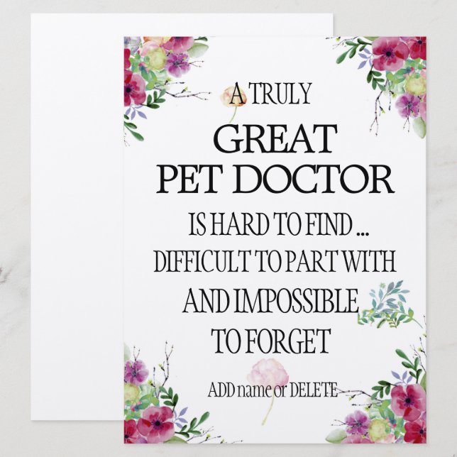 Pet doctor veterinarian Thank you Appreciation  Card (Front/Back)