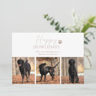Pet Dog 3 Photo Christmas Holiday Card
