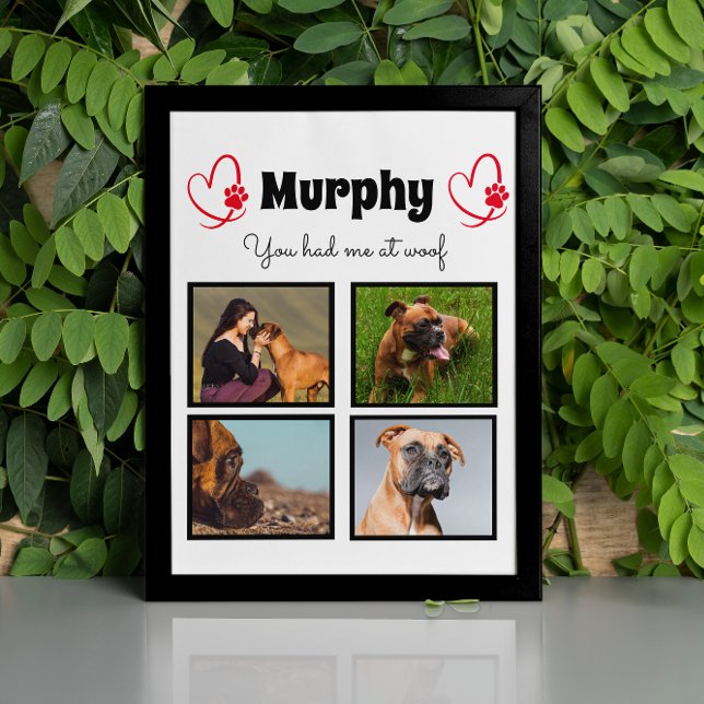 Pet dog 4 photo collage customise plaque (Creator Uploaded)